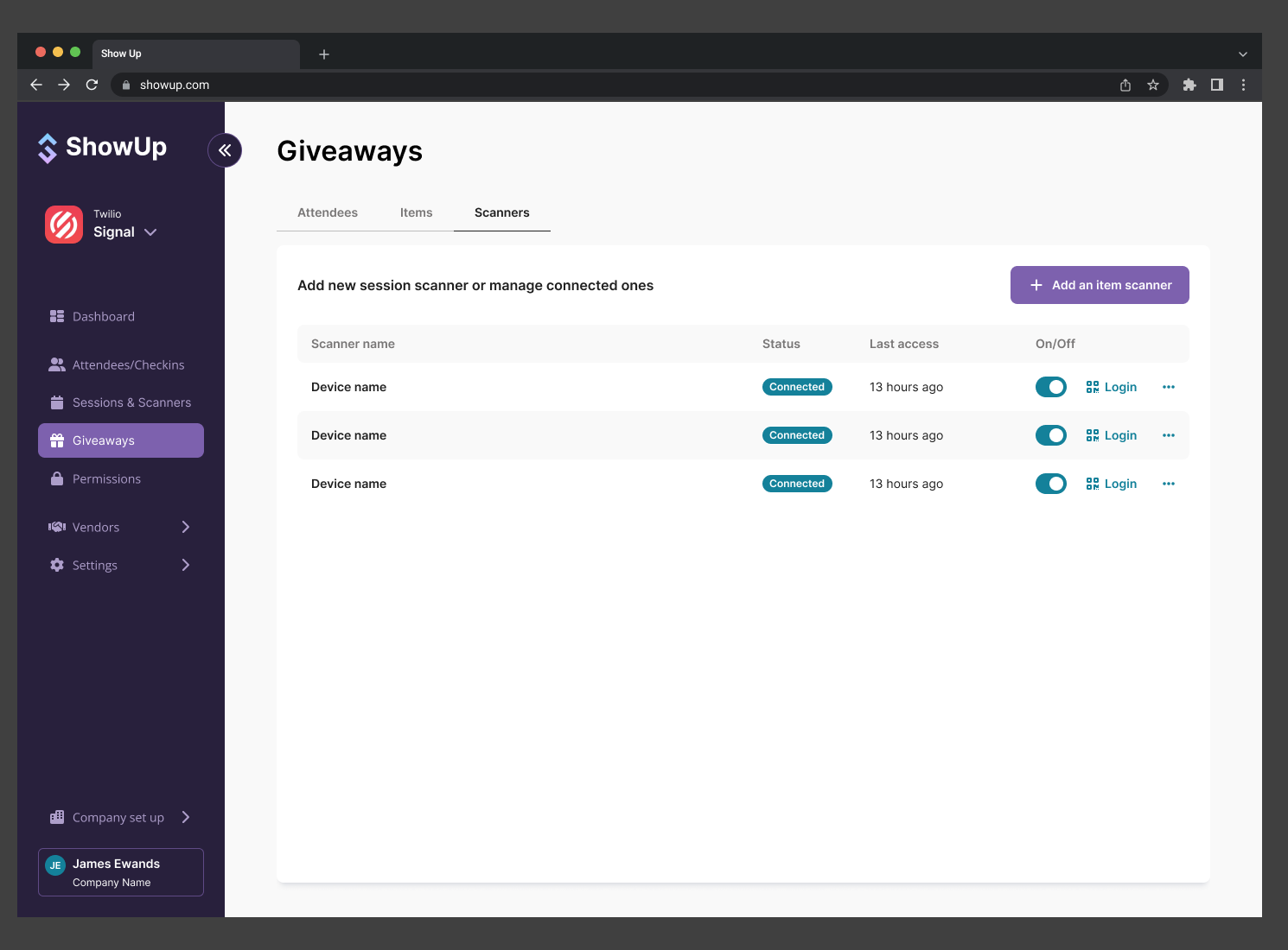 Manage scanning devices