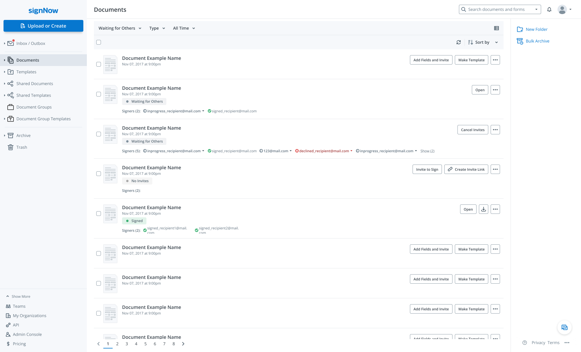 After: redesigned signNow document workspace